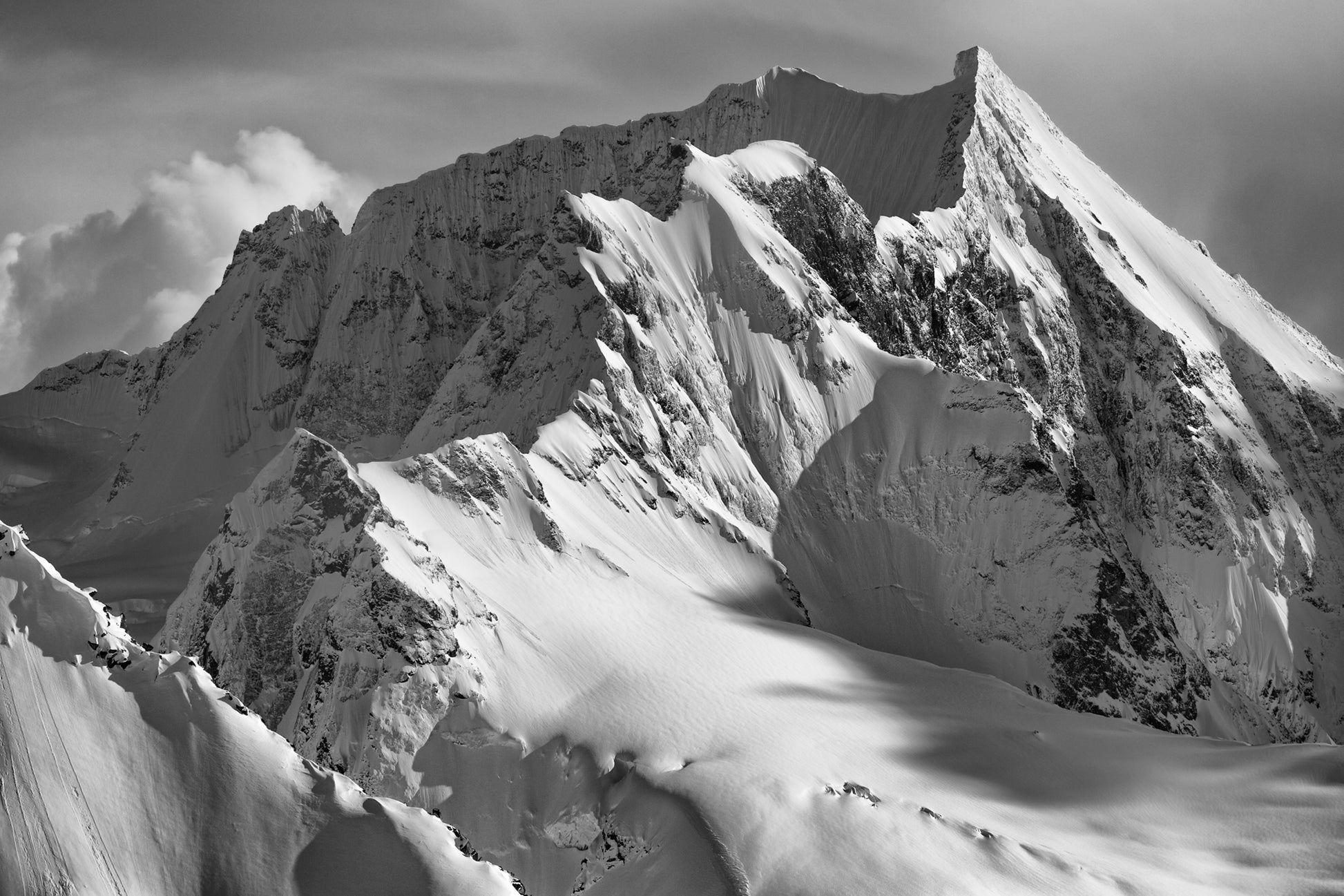 Fine art print of Mount Saugstad mountain in Bella Coola backcountry by Jussi Grznar - winter landscape

