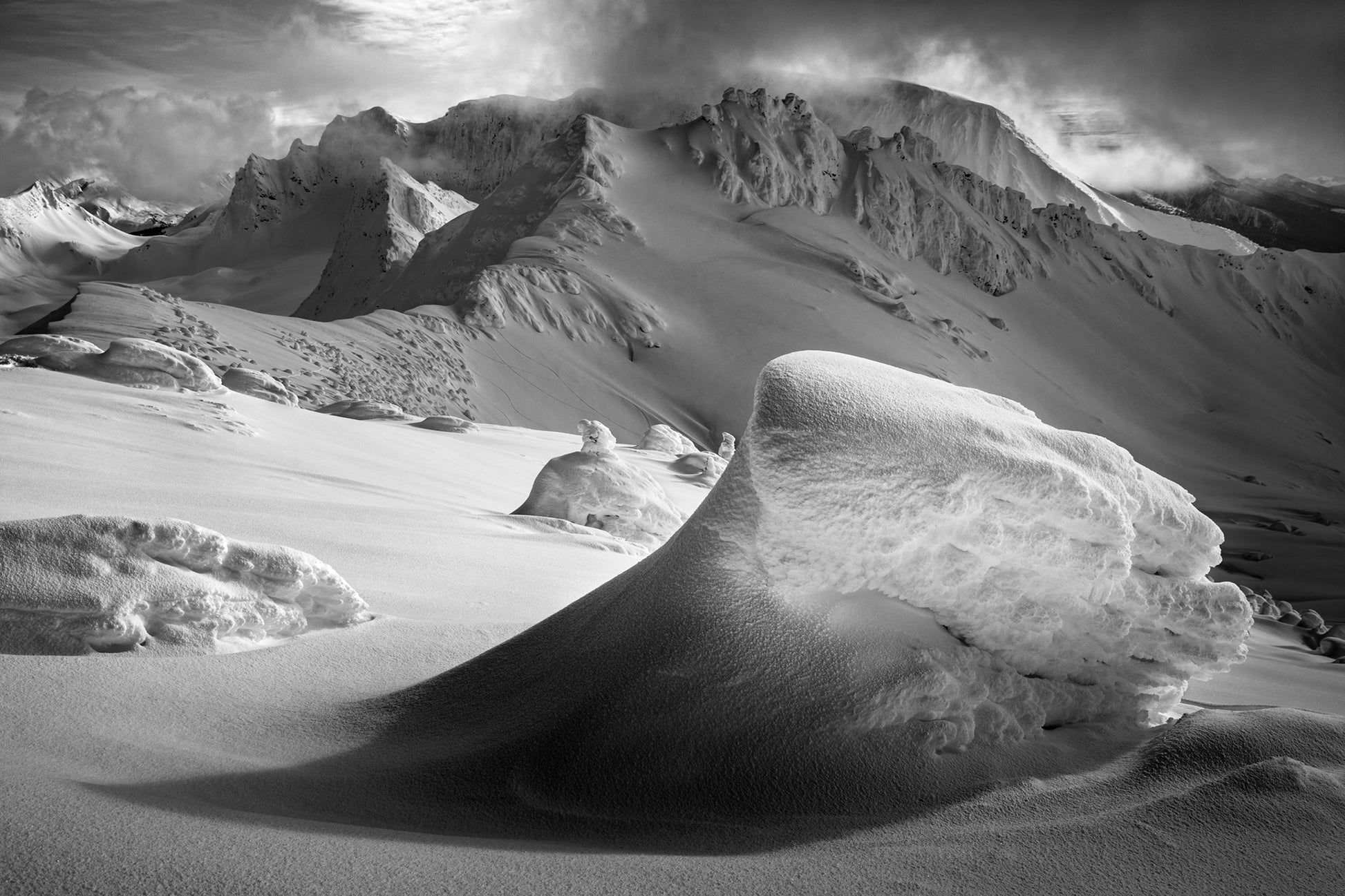 Snowy mountain fine art photography by Jussi Grznar – Whistler Blackcomb backcountry in winter